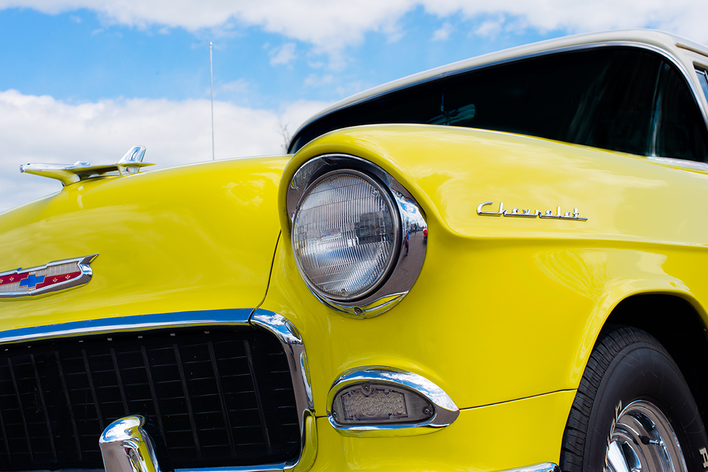Yellow 1955 Chevy Hot Rod